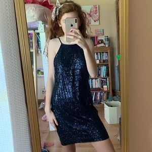 Embellished blue homecoming dress